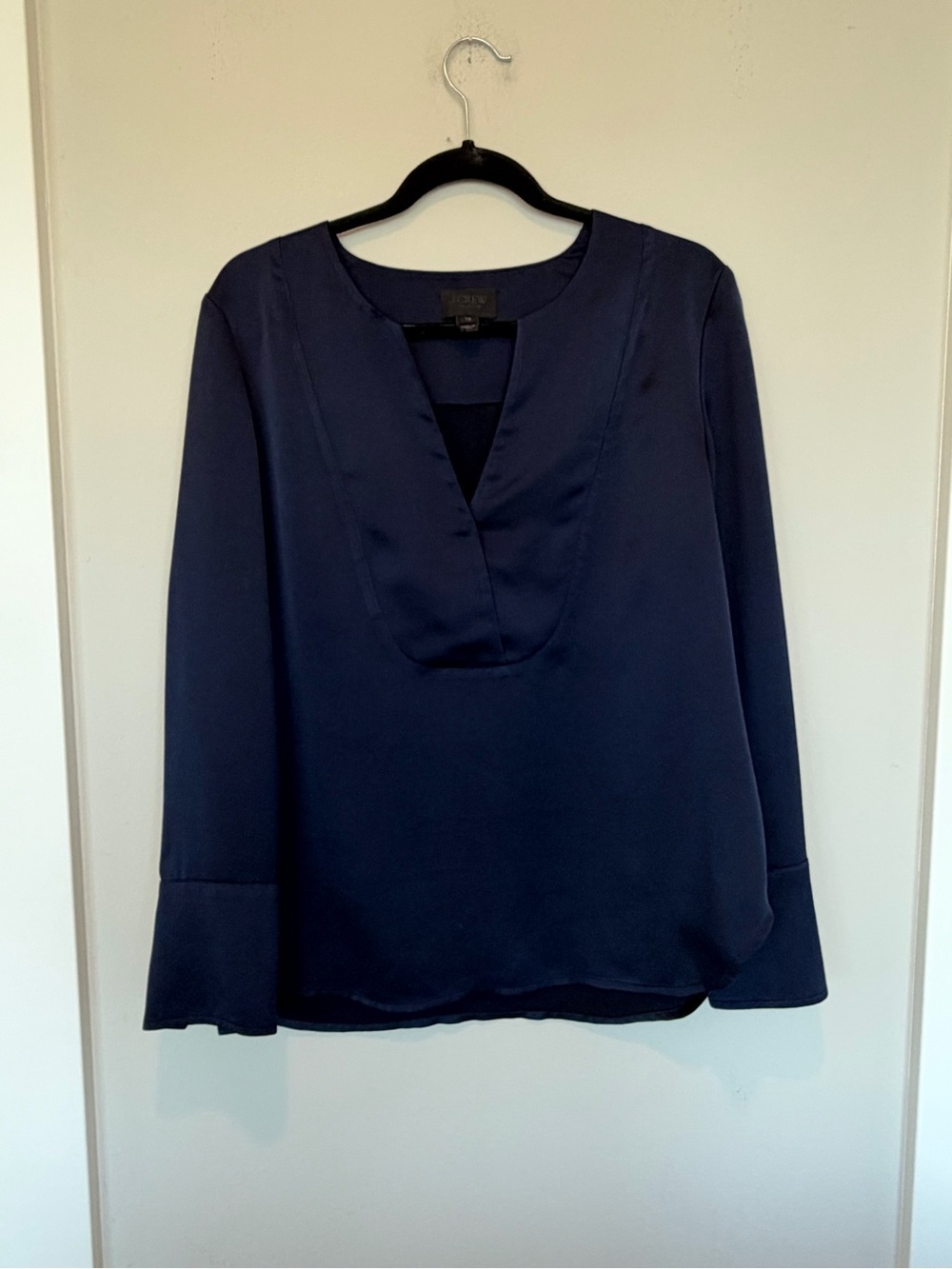 J. Crew Deep Navy V-Neck Long Sleeve Blouse